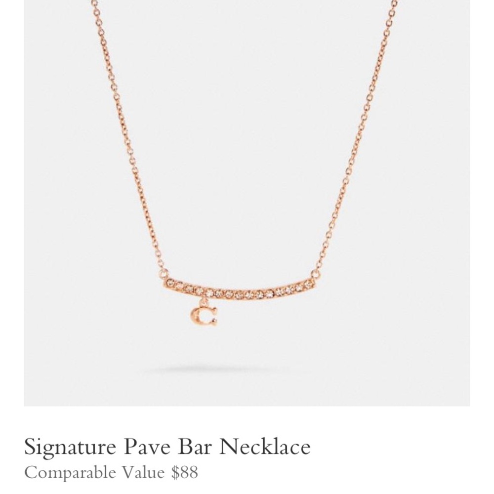 COACH SIGNATURE PAVE BAR NECKLACE